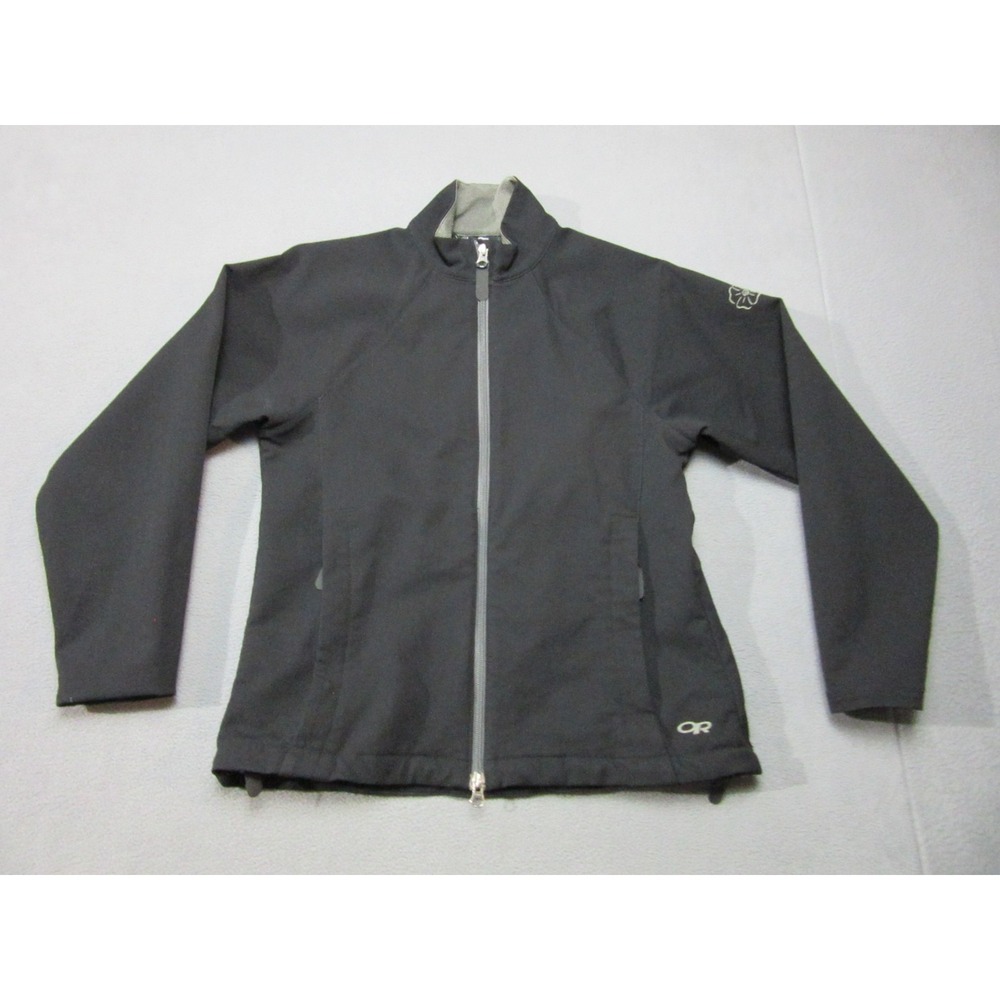 Outdoor Research Jacket Mens Medium Black Excellent Hiking Softshell Zip Logo
